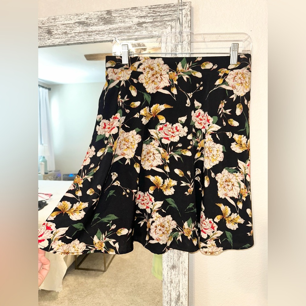 Black Floral Skirt